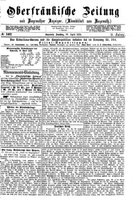 Oberfränkische Zeitung und Bayreuther Anzeiger (Bayreuther Anzeiger) Samstag 29. April 1876