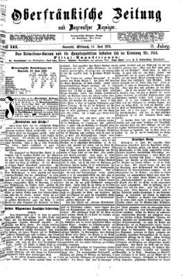 Oberfränkische Zeitung und Bayreuther Anzeiger (Bayreuther Anzeiger) Mittwoch 14. Juni 1876