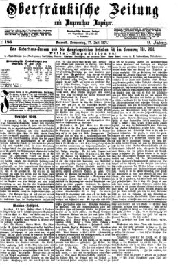 Oberfränkische Zeitung und Bayreuther Anzeiger (Bayreuther Anzeiger) Donnerstag 27. Juli 1876