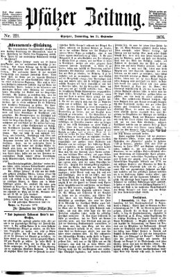 Pfälzer Zeitung Donnerstag 21. September 1876