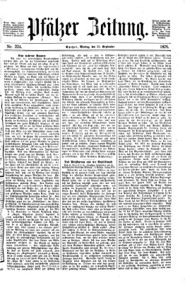 Pfälzer Zeitung Montag 25. September 1876