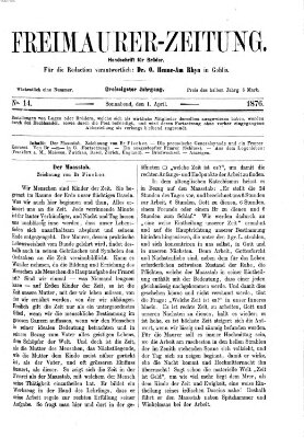 Freimaurer-Zeitung Samstag 1. April 1876