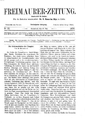 Freimaurer-Zeitung Samstag 27. Mai 1876