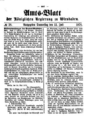 Amtsblatt der Regierung in Wiesbaden (Herzoglich-nassauisches allgemeines Intelligenzblatt) Donnerstag 13. Juli 1876
