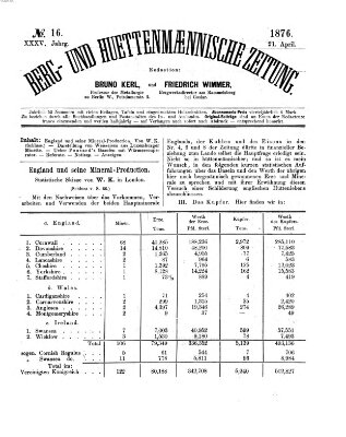 Berg- und hüttenmännische Zeitung Freitag 21. April 1876
