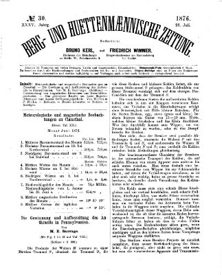 Berg- und hüttenmännische Zeitung Freitag 28. Juli 1876