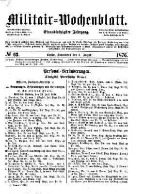 Militär-Wochenblatt Samstag 5. August 1876