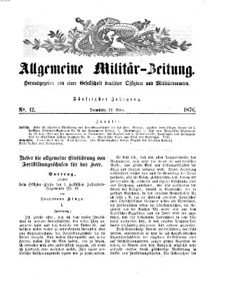 Allgemeine Militär-Zeitung Mittwoch 22. März 1876