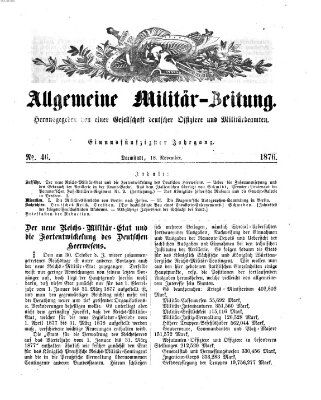 Allgemeine Militär-Zeitung Samstag 18. November 1876