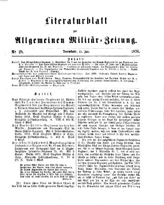 Allgemeine Militär-Zeitung Samstag 15. Juli 1876