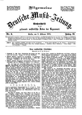 Allgemeine deutsche Musikzeitung Freitag 4. Februar 1876