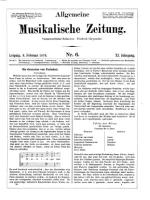 Allgemeine musikalische Zeitung Mittwoch 9. Februar 1876
