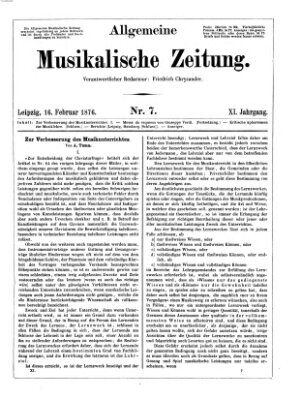 Allgemeine musikalische Zeitung Mittwoch 16. Februar 1876