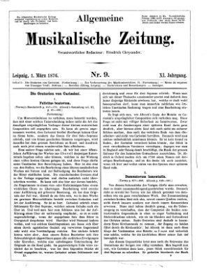 Allgemeine musikalische Zeitung Mittwoch 1. März 1876