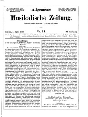 Allgemeine musikalische Zeitung Mittwoch 5. April 1876