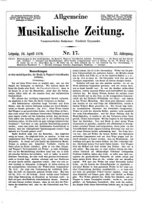 Allgemeine musikalische Zeitung Mittwoch 26. April 1876