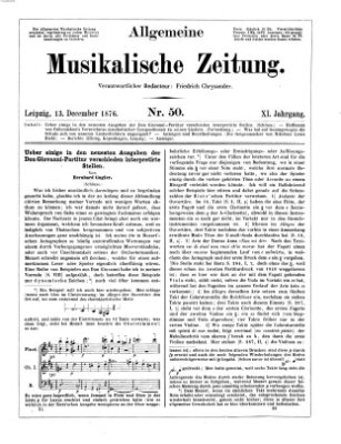 Allgemeine musikalische Zeitung Mittwoch 13. Dezember 1876