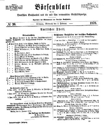 Börsenblatt für den deutschen Buchhandel Mittwoch 2. Februar 1876