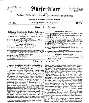 Börsenblatt für den deutschen Buchhandel Mittwoch 23. Februar 1876