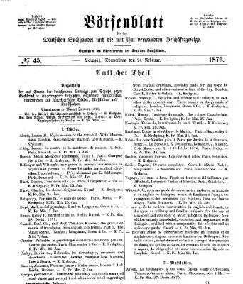 Börsenblatt für den deutschen Buchhandel Donnerstag 24. Februar 1876