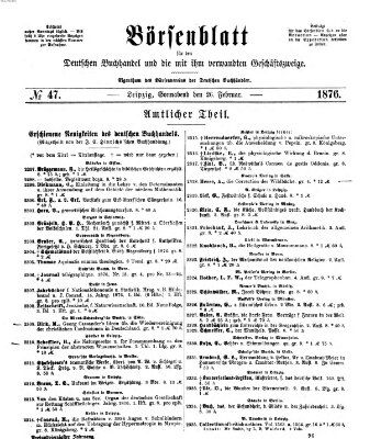 Börsenblatt für den deutschen Buchhandel Samstag 26. Februar 1876
