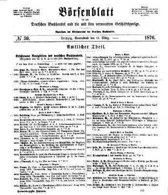 Börsenblatt für den deutschen Buchhandel Samstag 11. März 1876