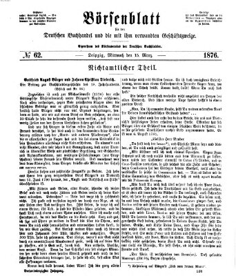 Börsenblatt für den deutschen Buchhandel Mittwoch 15. März 1876