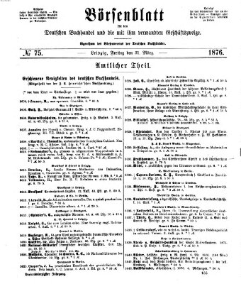 Börsenblatt für den deutschen Buchhandel Freitag 31. März 1876