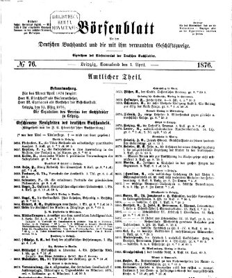Börsenblatt für den deutschen Buchhandel Samstag 1. April 1876