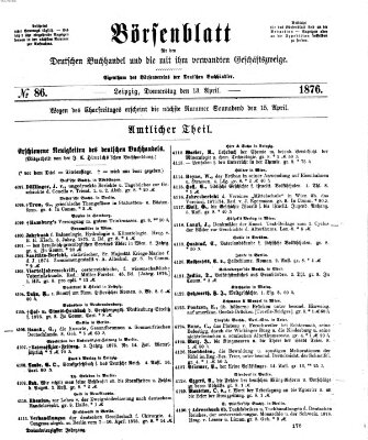Börsenblatt für den deutschen Buchhandel Donnerstag 13. April 1876