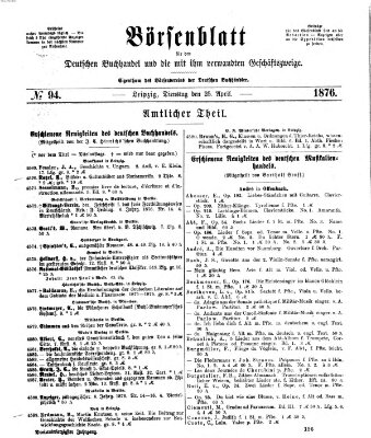 Börsenblatt für den deutschen Buchhandel Dienstag 25. April 1876