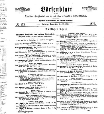 Börsenblatt für den deutschen Buchhandel Donnerstag 27. Juli 1876