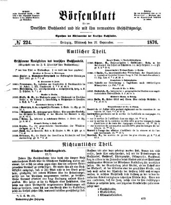 Börsenblatt für den deutschen Buchhandel Mittwoch 27. September 1876