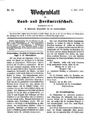 Wochenblatt für Land- und Forstwirthschaft Samstag 3. Juni 1876