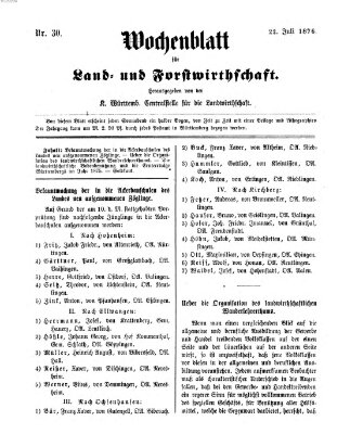Wochenblatt für Land- und Forstwirthschaft Samstag 22. Juli 1876