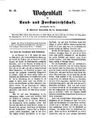 Wochenblatt für Land- und Forstwirthschaft Samstag 25. November 1876
