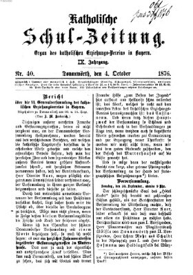 Katholische Schulzeitung (Bayerische Schulzeitung) Mittwoch 4. Oktober 1876