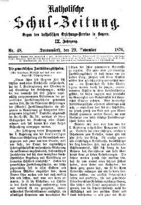Katholische Schulzeitung (Bayerische Schulzeitung) Mittwoch 29. November 1876