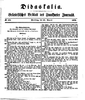 Didaskalia Freitag 28. April 1876