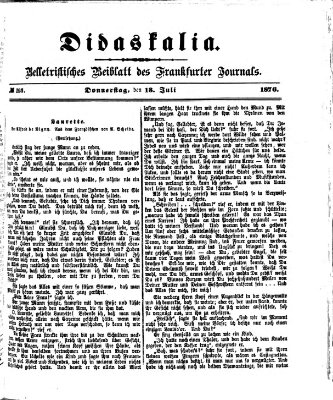 Didaskalia Donnerstag 13. Juli 1876