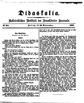 Didaskalia Freitag 22. September 1876