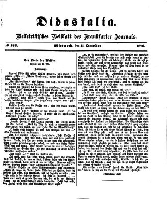 Didaskalia Mittwoch 11. Oktober 1876