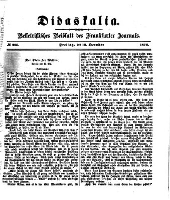 Didaskalia Freitag 13. Oktober 1876