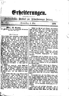 Erheiterungen (Aschaffenburger Zeitung) Donnerstag 4. Mai 1876
