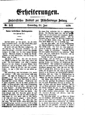 Erheiterungen (Aschaffenburger Zeitung) Donnerstag 22. Juni 1876