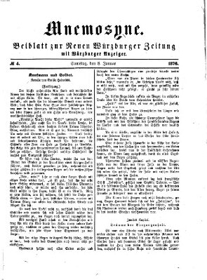 Mnemosyne (Neue Würzburger Zeitung) Samstag 8. Januar 1876