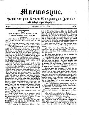 Mnemosyne (Neue Würzburger Zeitung) Dienstag 30. Mai 1876