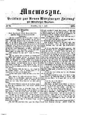 Mnemosyne (Neue Würzburger Zeitung) Samstag 1. Juli 1876