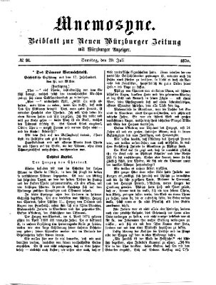 Mnemosyne (Neue Würzburger Zeitung) Samstag 29. Juli 1876