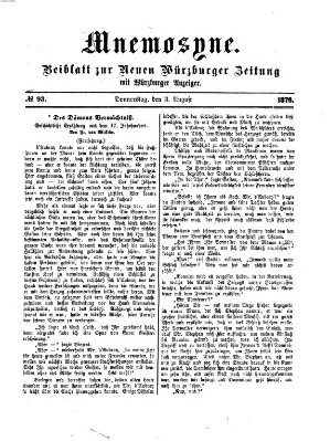 Mnemosyne (Neue Würzburger Zeitung) Donnerstag 3. August 1876